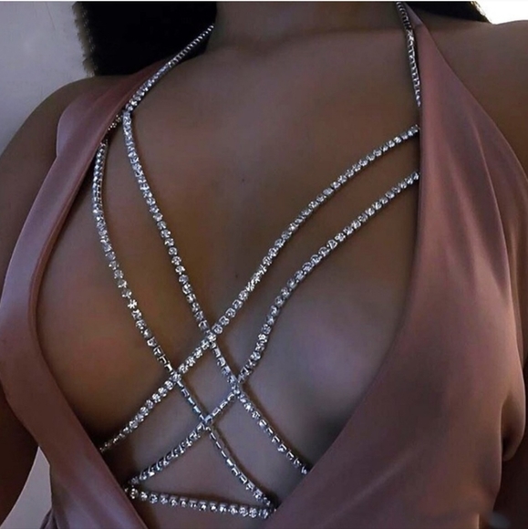 Fashion Jewelry Jewelry - I'll Try To Restock Rhinestone Body Chain Bra Sexy Rhinestone Cage Bra